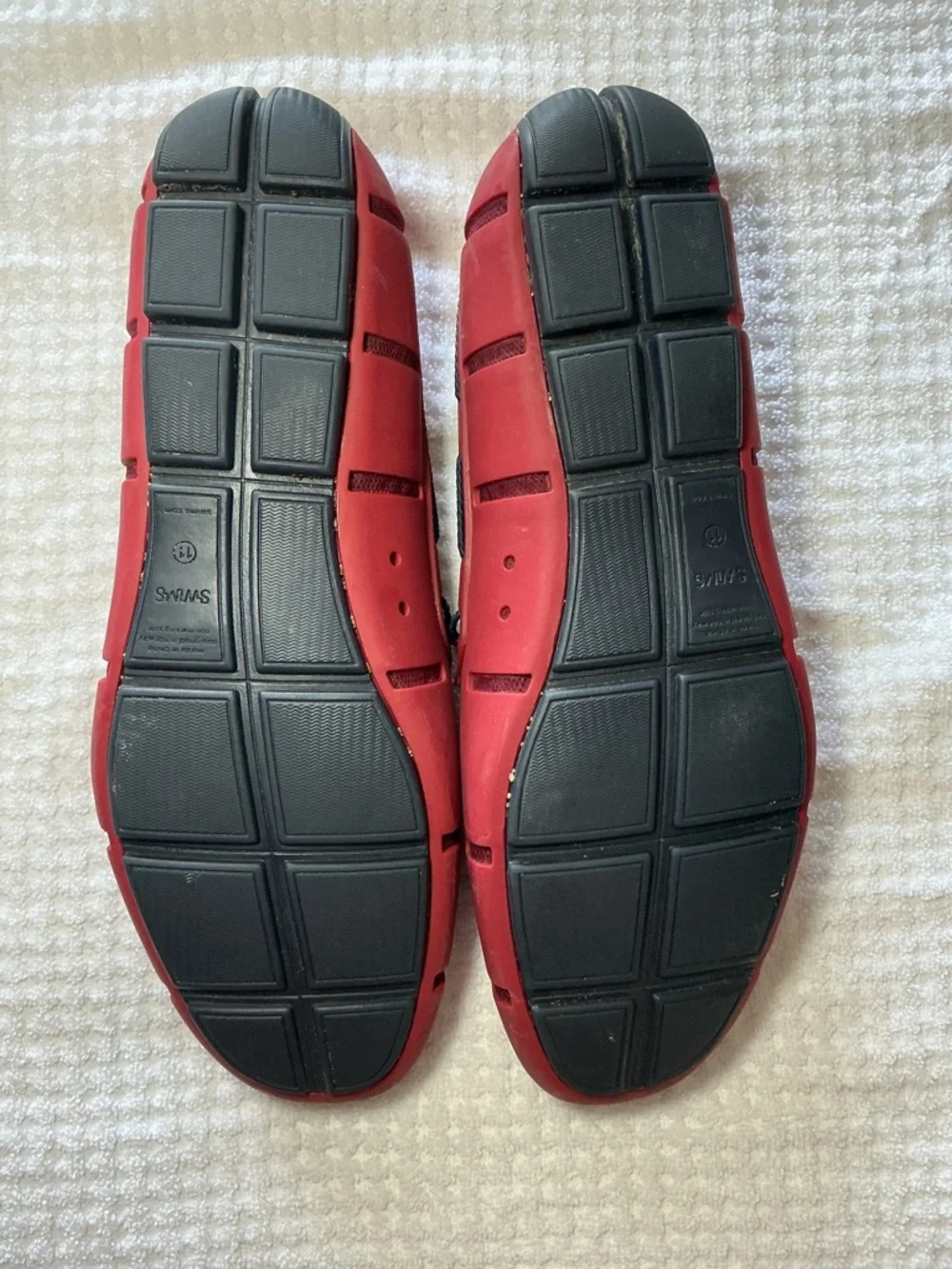 Swims Men's Red Canvas Boat Shoes with Orange Insoles